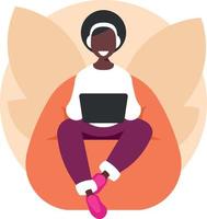 Female Freelancer Working From Home, Isolated Background. vector