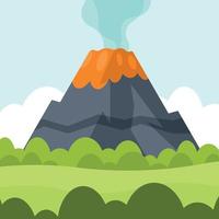 Vector Illustration Of An Erupting Volcano