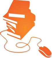 Books And Mouse Orange Silhouette Vector Image, Isolated Background.