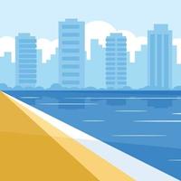 Beach With Skyscrapers In The Background vector