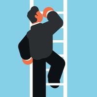 Businessman Is Climbing The Ladder, Isolated Background. vector