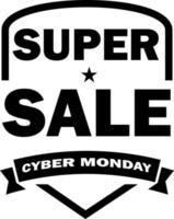 Black And White Banner For A Super Sale On Cyber Monday vector