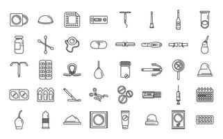 Contraceptives icons set outline vector. Birth control vector