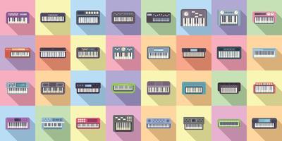 Synthesizer icons set flat vector. Acoustic audio vector