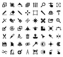 Editing tools icons set simple vector. Video create vector