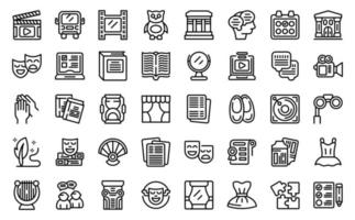 Theater class icons set outline vector. Drama actor vector