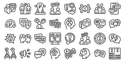 Argument icons set outline vector. Scream angry vector