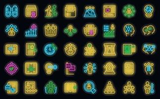 Skill development icons set vector neon