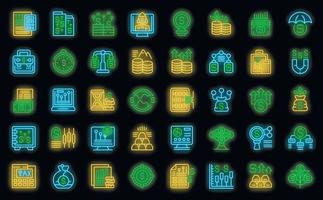 Capital gain icons set vector neon