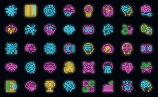 Brainstorm icons set vector neon