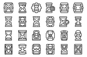 Sand clock icons set outline vector. Time watch vector