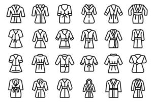 Dressing gown icons set outline vector. Satin robe vector