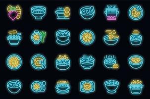 Borsch icons set vector neon