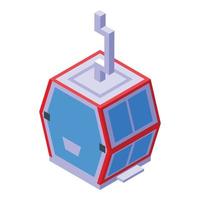 Red cable car icon isometric vector. Winter travel vector