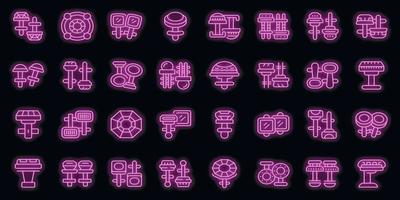 Cufflinks icons set vector neon