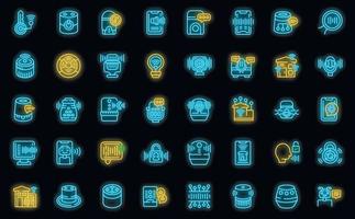 Smart assistant icons set vector neon