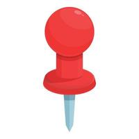 Red pushpin icon cartoon vector. Paper button vector