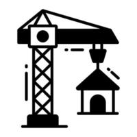 Beautiful designed vector of home construction, construction crane icon
