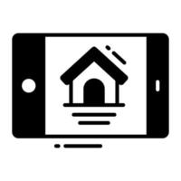 House with mobile showing design vector of real estate application