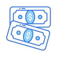 un icono de papel moneda en moderno estilo, bien diseñado vector de billetes