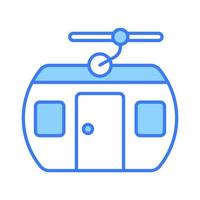 Cable car vector denoting transportation that uses cables to pull tram-like vehicles up and down steep hills or inclines