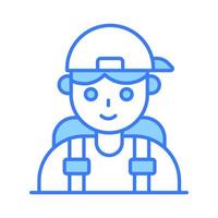 A person wearing cap and backpack denoting vector of traveler in modern style