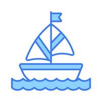 A sailboat icon represents a boat propelled by the wind using a sail, modern vector of boating