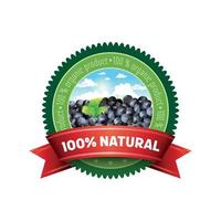 vector label natural black grape