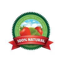 vector label natural strawberry