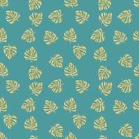 Stylized monstera leaves seamless pattern. Leaf background. Hawaiian rainforest floral backdrop. Exotic jungle plants endless wallpaper. V vector