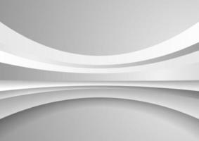 Grey white abstract tech wavy background vector