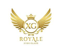 Golden Letter XG template logo Luxury gold letter with crown. Monogram alphabet . Beautiful royal initials letter. vector