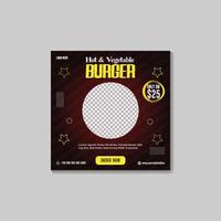 social media post design template for burger sell vector