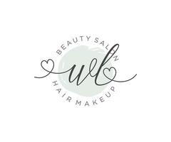 Initial WL feminine logo collections template. handwriting logo of initial signature, wedding, fashion, jewerly, boutique, floral and botanical with creative template for any company or business. vector