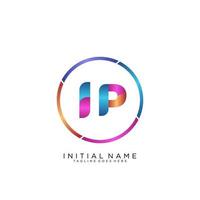 Letter IP colorfull logo premium elegant template vector
