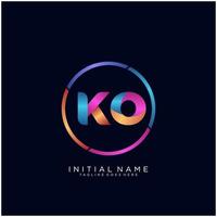 Letter KO colorfull logo premium elegant template vector