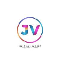 Letter JV colorfull logo premium elegant template vector