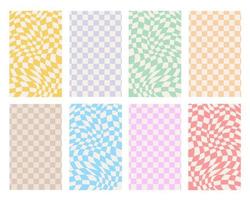 A set of linear patterns. Vector stock graphics. Abstract backgrounds with chaotic random waves, lines, strokes and curls. Design of postcards and printing on fabric.