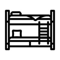 litera cama niño dormitorio línea icono vector ilustración