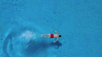 Topview from a drone over the surface of the pool video