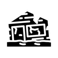 broken house disaster glyph icon vector illustration