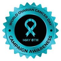 mundo ovario cáncer día en mayo 8vo Insignia vector ilustración, vector conciencia cinta, sello, bandera, etiqueta, pegatina, emblema, logo, De las mujeres salud vector