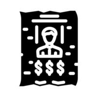 wanted poster crime glyph icon vector illustration