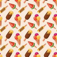 Seamless summer pattern with berry ice cream. Bright seamless background for textiles and design. Vector illustration