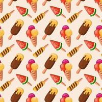 Seamless summer pattern with berry ice cream. Bright seamless background for textiles and design. Vector illustration