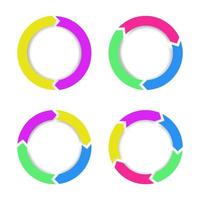 Colorful infographic circles with 2, 3, 4, 5 sections. Vector design.