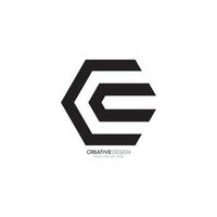 Hexagonal shape letter C C simple line art minimal monogram logo vector