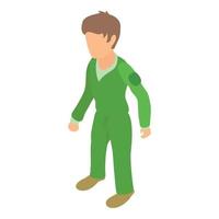 Zoo worker icon isometric vector. Faceless standing zookeeper in green uniform vector