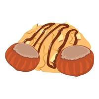 Almond dessert icon isometric vector. Traditional almond biscuit and chestnut vector
