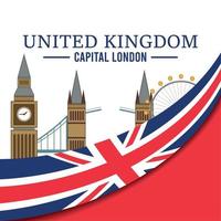 United kingdom travel postcard with big ben landmark Vector illustration
